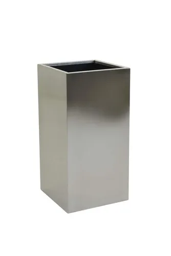 VIVANNO Pflanzkübel Edelstahl BLOCK Säule - Silber Gebürstet (1 St), 30x30x60 cm