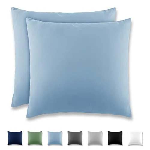 REDKEY Kissenbezug 40x40 cm - 2er Set Kopfkissenbezug - Mikrofaser Kissenhülle für Kissen, Kopfkissenbezüge mit Laschenvershluss, 40 x 40 Pillow Case - Hellblau