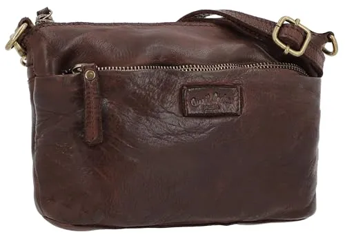 Gusti Veronika Damen Umhängetasche - Elegante Ledertasche in Braun - Damen-Schultertaschen mit schickem Vintage Design, ideal für jeden Anlass und genügend Platz für Handy, Portmonee und mehr.