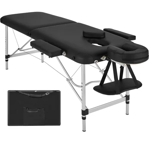 Tectake Klappbare Massageliege Alu - 2 Zonen - Mobiler Massagetisch, tragbar und klappbar, ideal für Kosmetik und Massage, mit einer Breite von 61 cm und einem Gewicht von nur 13 kg.