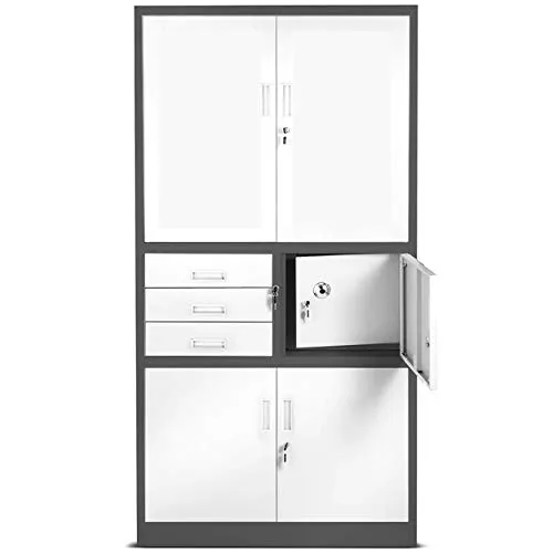 Produktbild Jan Nowak Aktenschrank mit Tresor | 3 Schubladen, höhenverstellbare Fachböden, Anthrazit-Weiß