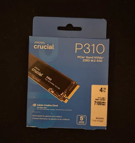 CRUCIAL P310 2280 Gen4 Festplatte, 4 TB SSD M.2 via NVMe - Internes 4 TB SSD, blitzschnelle Gen4 NVMe Technologie für optimale Leistung und schnelle Ladezeiten.