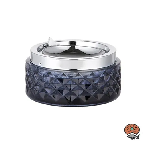 Angelo Kippaschenbecher / Sturmaschenbecher Edelstahl - Rauchglas - 12 cm