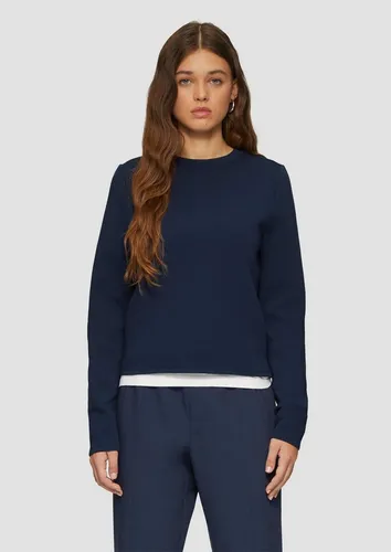 QS Sweatshirt Sweatshirt Verkürztes Sweatshirt aus Interlockjersey