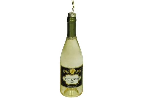 HD Collection Christbaumschmuck, Christbaumschmuck Glas 14cm Weißwein Flasche Figur Grün
