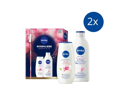 Nivea Pflege-Geschenkset NIVEA Rosenliebe 2 x Geschenkset Duschgel 250 ml und Bodylotion 400ml Set, 4-tlg.