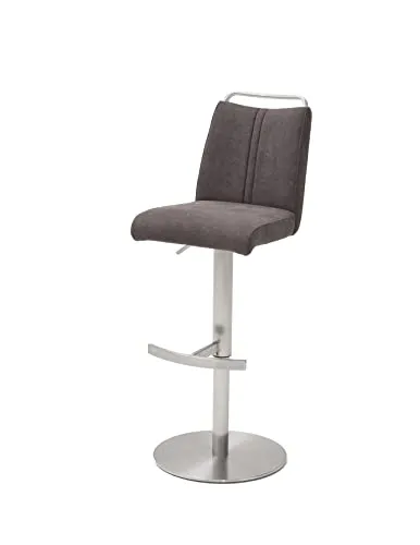 Robas Lund Barhocker Braun Stoffbezug drehbar 360° - Hochwertiger Barhocker mit 360° Drehfunktion und individuellem Höhenausgleich von 53-78 cm. Stabiler Edelstahlrahmen und modernes Design machen ihn ideal für jede Bar oder Küche.