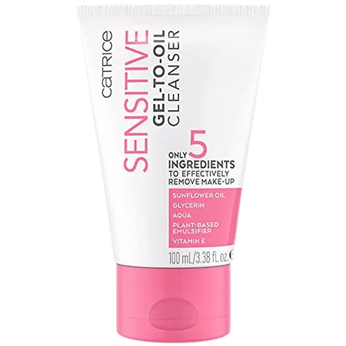 Catrice Sensitive Gel-to-Oil Cleanser, Make Up, Foundation, transparent, für sensible Haut, reinigend, für sensible Augen, Haut, feuchtigkeitsspendend, vegan, ohne Parfüm (100ml)