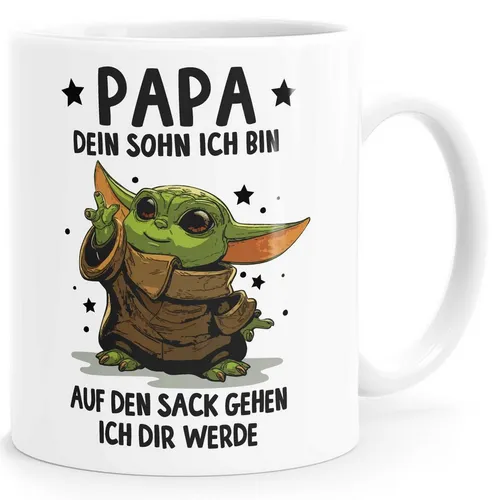 MoonWorks Tasse Kaffee-Tasse Papa Sprüche Geschenk Vatertag Lustig Motiv Baby-Yoda, Keramik