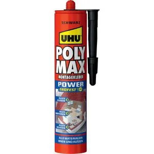 UHU Montagekleber 47200 POLY MAX POWER, 425g, Baukleber, schnellhaftend und flexibel, schwarz