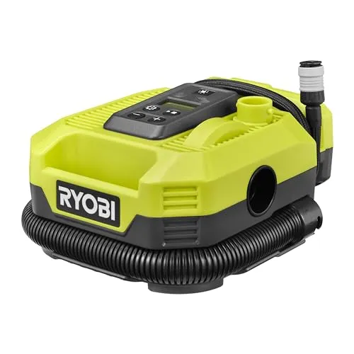 Ryobi ONE+ Akku-Kompressor RMI18-0 - Kompressor für vielseitige Anwendungen, mit Hochdruckmodus für Reifen und Auto-Off-System für präzises Aufpumpen. Ideal für Zuhause, Freizeit und Reisen.