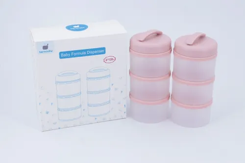 Milchpulver Aufbewahrungsbox Portionierer stapelbar 6x120ml Termichy rosa
