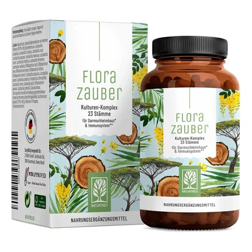 Florazauber: Kulturen-Komplex für den Darm* 60 St - Nahrungsergänzungsmittel mit magensaftresistenten Kapseln für eine gesunde Darmflora - rezeptfrei und ideal für dein Wohlbefinden.