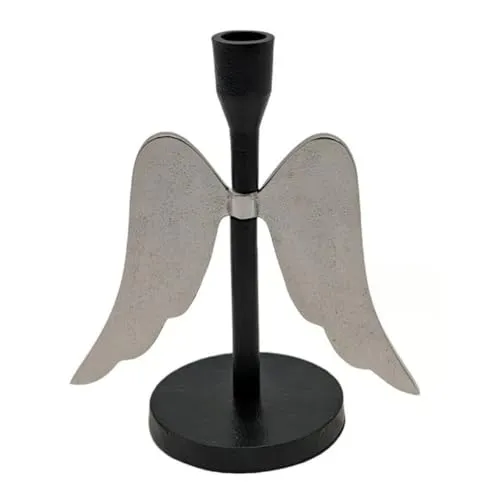 Lambert Kerzenleuchter Cassiel Engel Schwarz Silber (22cm) von Lambert