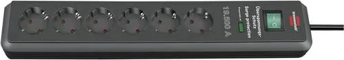 Brennenstuhl 1159540366 Überspannungsschutz-Steckdosenleiste 6fach - Steckdosen & Zubehör: Schützt Ihre Geräte vor Überspannungen bis 19.500 A, mit 2m Kabel und erhöhtem Berührungsschutz für optimale Sicherheit.