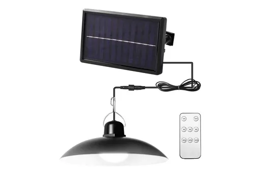 Rosnek LED Außen-Deckenleuchte Solar, Vintage, wasserdicht, dimmbar, für Garten Hof Schuppen, SMD5050 LED-Perlen, Warmweiß, Weiß, Garage Camp Deko, Fernbedienung, Zeitschaltuhr