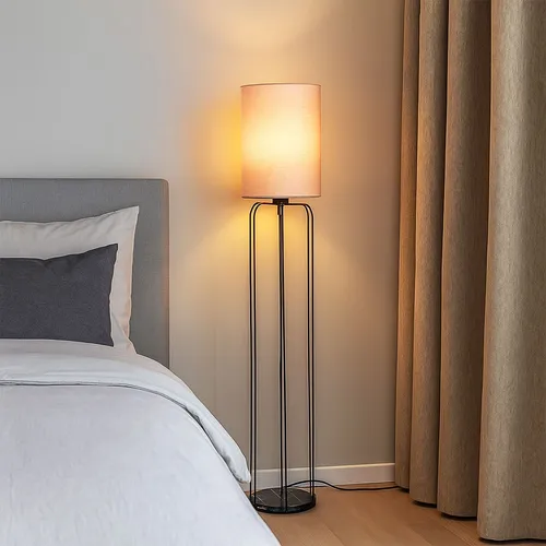 Elegante Stehleuchte Wohnzimmer schwarz-rose - Stilvolle Stehleuchte mit Textilschirm und Marmoroptik, perfekt für gemütliche Wohnräume. Setzen Sie dekorative Lichtakzente und schaffen Sie eine Wohlfühlatmosphäre.
