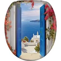 Sanilo WC-Sitz Greece mit Absenkautomatik - Toilettendeckel mit hochwertiger Oberfläche und stabilen Scharnieren, sanft schließend dank Absenkautomatik, passt auf alle handelsüblichen WC-Becken und lässt sich leicht montieren.