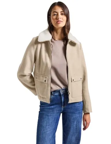 Street One Damen 2115350 Jacke mit abnehmbarem Kragen in beige von Street One