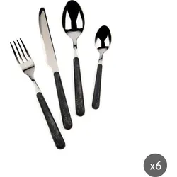 Excelsa Besteckset 24 Stück Wood Stahl Schwarz - Elegantes 24-teiliges Besteckset aus hochwertigem Stahl mit stilvollen Holzgriffen. Ideal für ein raffiniertes kulinarisches Erlebnis und einfache Reinigung. Verleihen Sie Ihrem Tisch italienischen Stil!