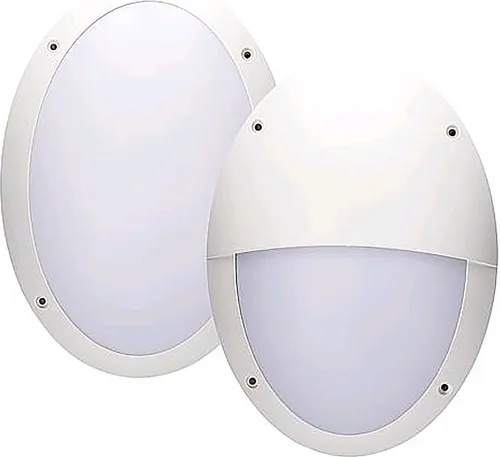 LED Außenleuchte Wandlampe Bulkhead Weiß IP66 8,5W = 75W E27 2700K Dimmbar mit 2 Abdeckungen