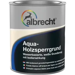 Albrecht Aqua-Holzsperrgrund Weiß 750 ml | Wasserbasierter Sperrgrund für Holz - Wasserbasierter Sperrgrund in Weiß für optimale Haftung und langlebige Anstriche. Ideal für druckimprägnierte Hölzer, geruchsarm und tropfgehemmt – perfekt für Innen- und Außenanwendungen.
