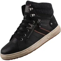 Mustang Herren High Top Sneaker Schwarz - Größe 43 - Stylische Herren High Top Sneaker aus Kunstleder mit Reißverschluss-Applikation. Der weich gepolsterte Schaftrand und das Frottee-Innenfutter sorgen für Komfort. Ideal für trendbewusste Männer!