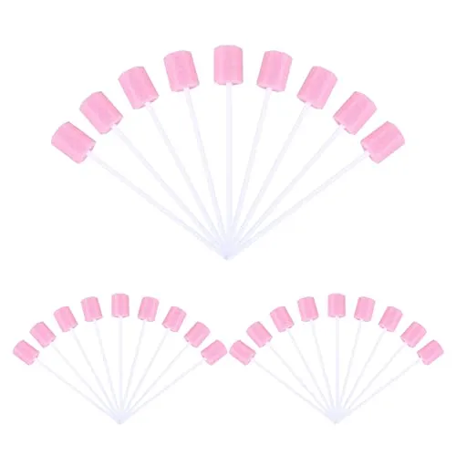 Stück Einweg Mundpflege Schwamm,Tragbare Mundschwamm Einweg,Mundpflegestäbchen für Reinigung Zahnkliniken 13,5cm (Rosa) 100