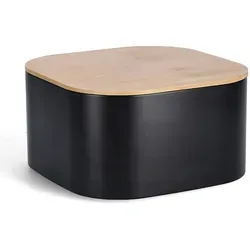 Zeller Present Brotkasten mit Bambusdeckel, schwarz - Eleganter Brotkasten aus Metall, lebensmittelecht und ideal zur Aufbewahrung von Brot. Mit dekorativem Bambusdeckel für eine stilvolle Präsentation in Ihrer Küche.