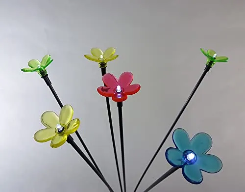Dapo Solar-Blumen 3 x 6 beleuchte Blumen LED Solar Sticks Flower bunt 18 flammig Garten- Wegeleuchte Dekorationsbeleuchtung