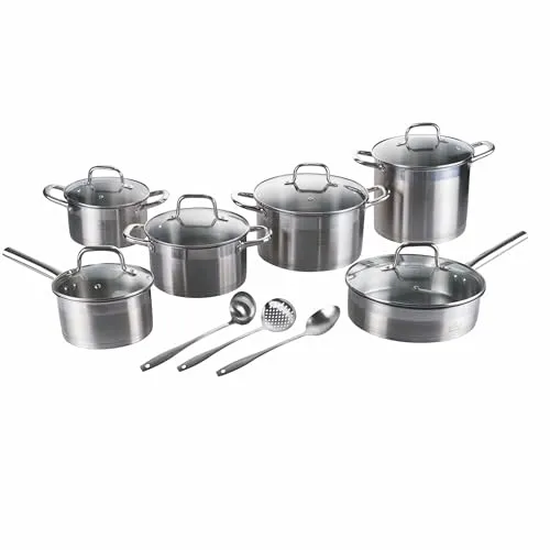 GALILEO SìChef Topfset, 15-teilig, Edelstahl 18/0, Induktion, Edelstahl