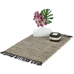 Relaxdays Flickenteppich 60 x 110 cm Schwarz,Grau