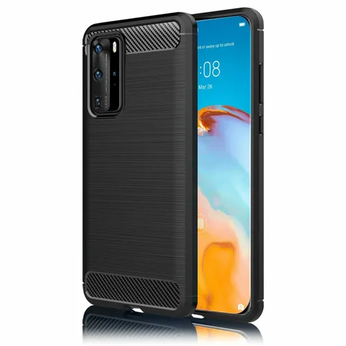 Carbon Case für Huawei P40 Pro, Design Handy Hülle Silikon Cover Slim Etui