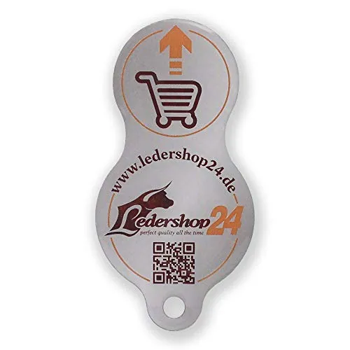 Ledershop24 Schlüsselanhänger Edelstahl Mein Johann Herren & Damen Einkaufswagenlöser rund