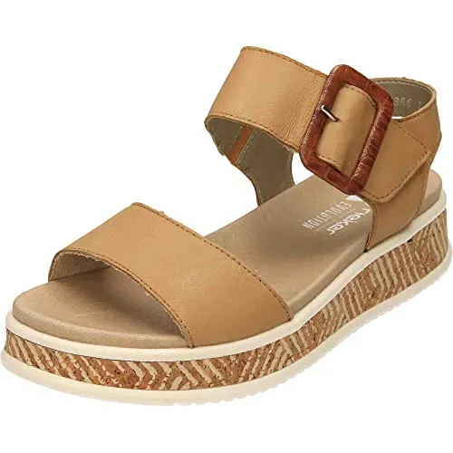Rieker Evolution Damen Sandaletten W0800, Frauen Sandalen,Strandschuhe,Sommersandalen,bequem,flach,Sommerschuhe,Freizeitschuhe,offene,beige (60),41 EU / 7.5 UK