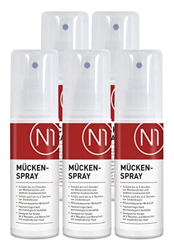 N1 Mückenspray 500 ml - Pflanzlicher Mückenschutz für die ganze Familie - Körpersprays gegen Insekten & Schädlinge, effektiver Schutz vor Mücken & Zecken, hautverträglich und wasserfest für bis zu 5 Stunden.