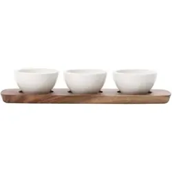 Villeroy & Boch Artesano Original Dipschälchen 4tlg. - Geschirr-Set aus Premium Porcelain und Holz, ideal für rustikale Anrichte von Dips und Saucen, spülmaschinenfest und mikrowellengeeignet.
