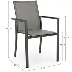 Bizzotto Konnor Stuhl Aluminium Anthrazit - Gartenstühle mit zeitlosem Design, wetterbeständig und pflegeleicht – ideal für elegante Outdoor-Momente.