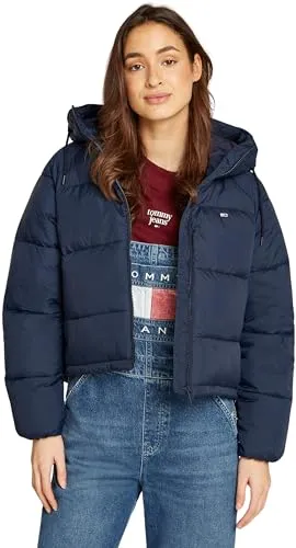 Tommy Jeans Damen Pufferjacke Warm, Blau (Dark Night Navy), L - Funktionsjacke für kalte Tage, ideal für Alltag und Reisen. Die elegante Pufferjacke mit Kapuze bietet Wärme und Schutz vor Wind, perfekt für den Übergang.