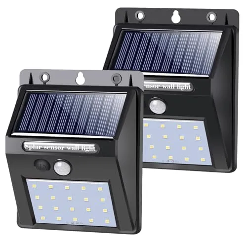 SALCAR Solarlampen für Außen mit Bewegungsmelder - 800 Lumen, 2 Stück - Hochwertige LED Außenleuchte mit IP44 Wasserschutz und intelligentem Bewegungsmelder für mehr Sicherheit im Garten. Mit 3 Beleuchtungsmodi und einfacher Installation.