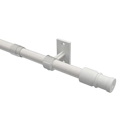 Interdeco Cafehausstange/ausziehbare Scheiben-Gardinenstangen Weiß in 12 mm Ø, 55-85 cm