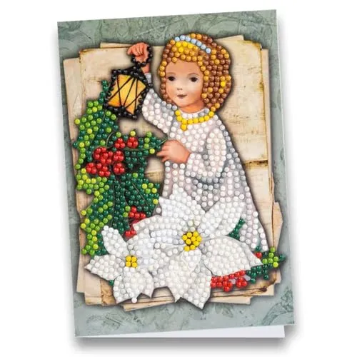 Ideen mit Herz Diamond-Painting-Grußkarte | Din B6 (11,5 x 16,5 cm) | 370 g/m² | inkl. Umschlag & Werkzeug (Engel mit Laterne)