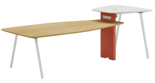 Moderner Gemeinschaftstisch für Büroteams - Geräumiger Schreibtisch für mehrere Personen, ideal für Zusammenarbeit im Arbeitszimmer. Robuste Holzoberfläche in Weiß, 300 x 120 x 100 cm, modern und funktional.