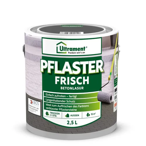 Ultrament Betonlasur Pflaster Frisch 2,5 L anthrazit - Lasur für Außenanwendungen, ideal zum Schutz und zur Verschönerung von Steinen in elegantem Anthrazit mit mattem Glanz.