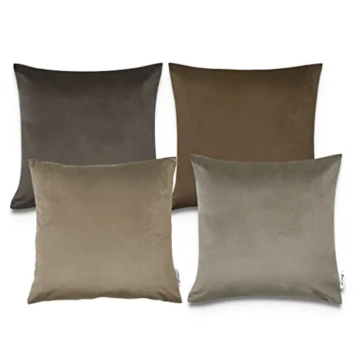 Paco Home Kissenbezug Kissen Sofa 4er Set Sofakissen Bezug Kissenhülle Deko Zierkissen Schlafzimmer Kordsamt Samt 45x45, Farbe:Taupe, Sets:4pcs-Set