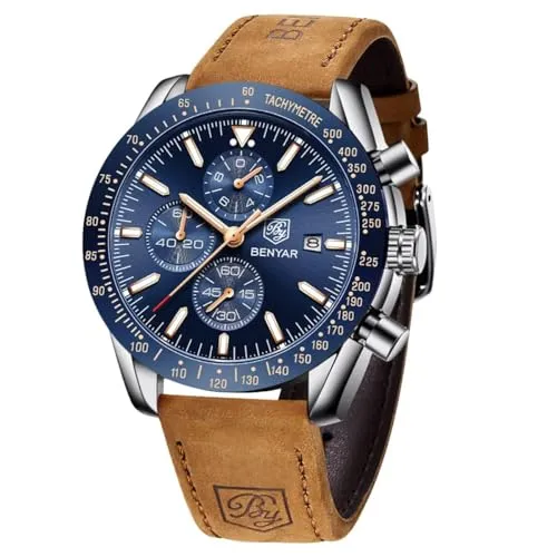 Produktbild BENYAR Herren Chronograph Armbanduhr mit Lederarmband