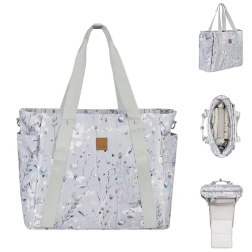 Kikkaboo Wickeltasche Florence Wickelunterlage, Reißverschluss, Flaschentaschen grau