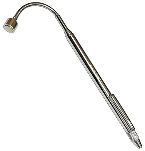 Teleskopisch Magnetheber | Magnetstab mit Schwanenhals und flexiblem Kopf/Magnetstift ausziehbar mit Clip und (Ritznadel/Reißnadel) Nadel für Waschdüse Länge 58 cm Zugkraft ca 900 g