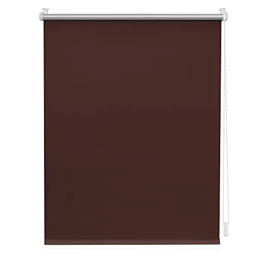 Lichtblick Thermorollo ohne Bohren, Klemmfix, Verdunklungsrollo, Hitzeschutz, Sichtschutz, Wandmontage, Deckenmontage, Rollo für Fenster und Türen Braun,B80 x H220 cm