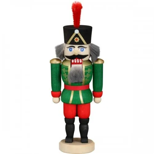 Seiffener Volkskunst Nussknacker Husar 15 cm Hoch Original Erzgebirge (grün)